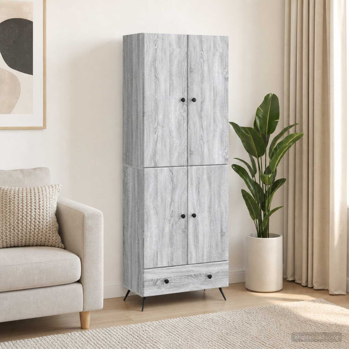 vidaXL Cabinet Set 2 pcs Grey Sonoma Engineered Wood