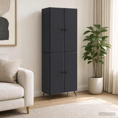vidaXL Cabinet Set 2 pcs Black Engineered Wood