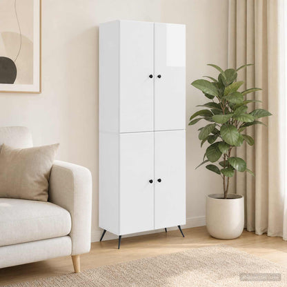 vidaXL Cabinet Set 2 pcs High Gloss White Engineered Wood