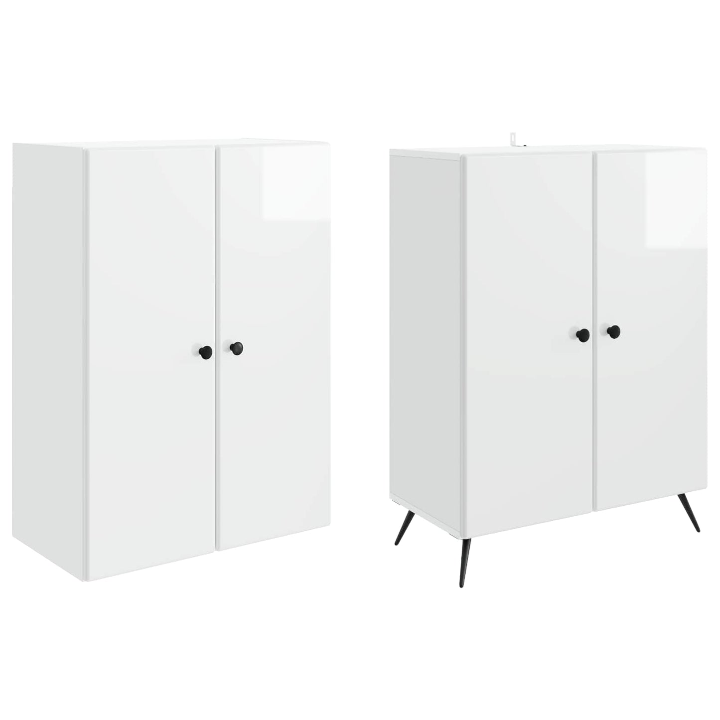 vidaXL Cabinet Set 2 pcs High Gloss White Engineered Wood
