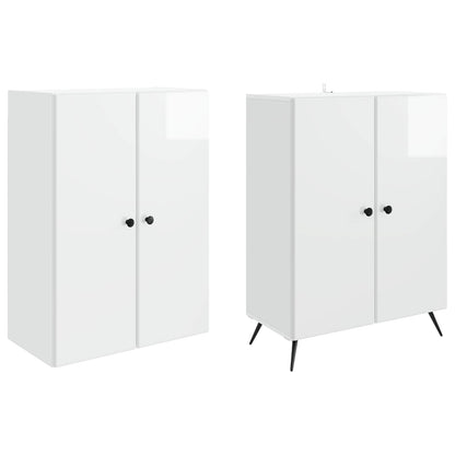 vidaXL Cabinet Set 2 pcs High Gloss White Engineered Wood