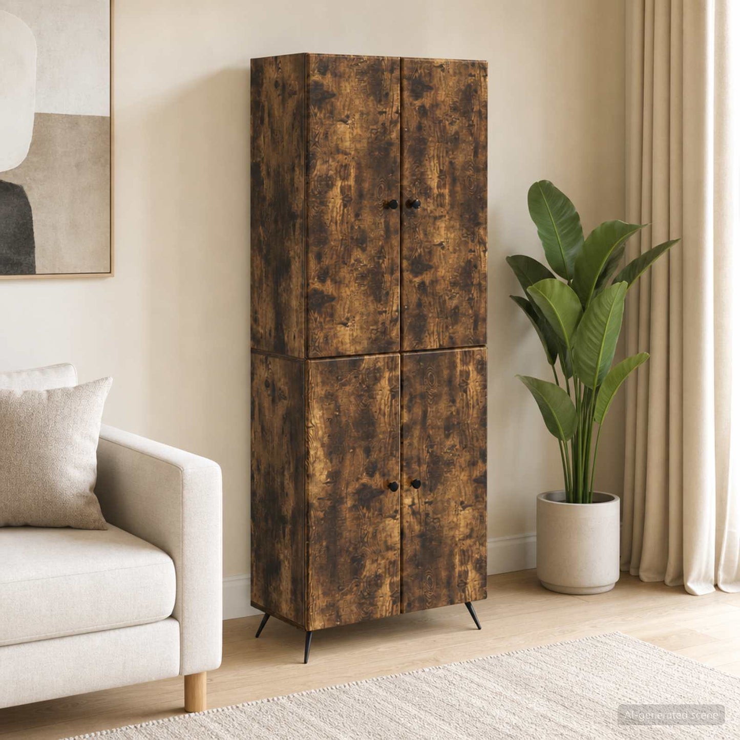 vidaXL Cabinet Set 2 pcs Smoked Oak Engineered Wood