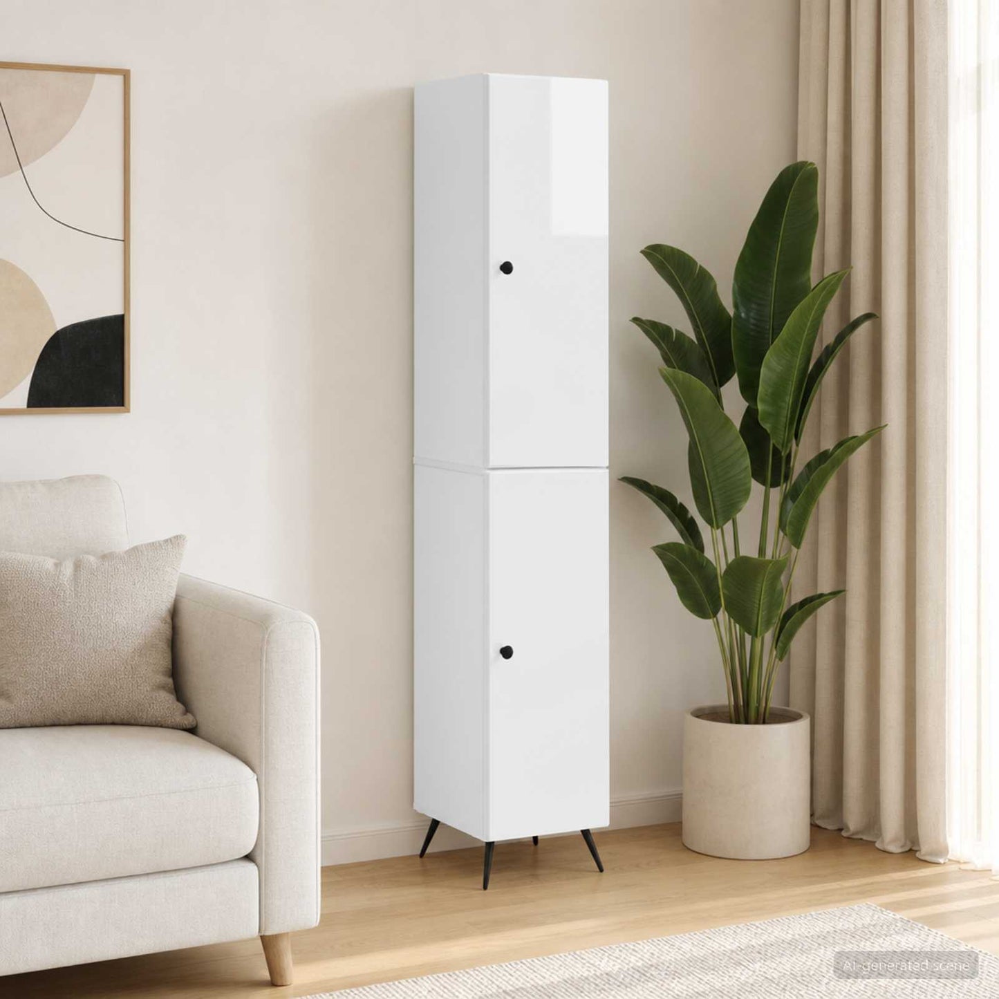 vidaXL Cabinet Set 2 pcs High Gloss White Engineered Wood