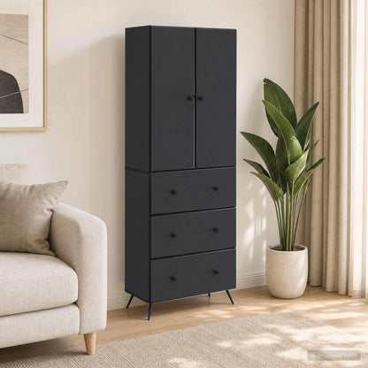 vidaXL Cabinet Set 2 pcs Black 66 x 34.5 x 90 cm Engineered Wood