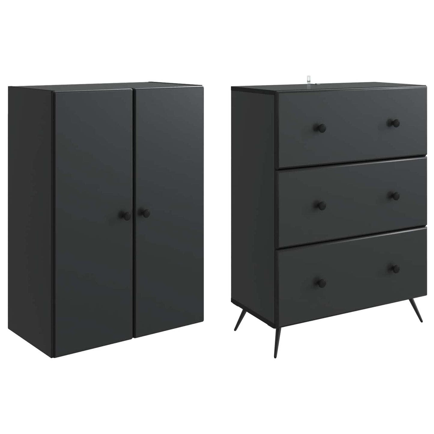 vidaXL Cabinet Set 2 pcs 66 x 34.5 x 90 cm Engineered Wood Black