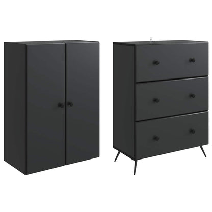 vidaXL Cabinet Set 2 pcs 66 x 34.5 x 90 cm Engineered Wood Black