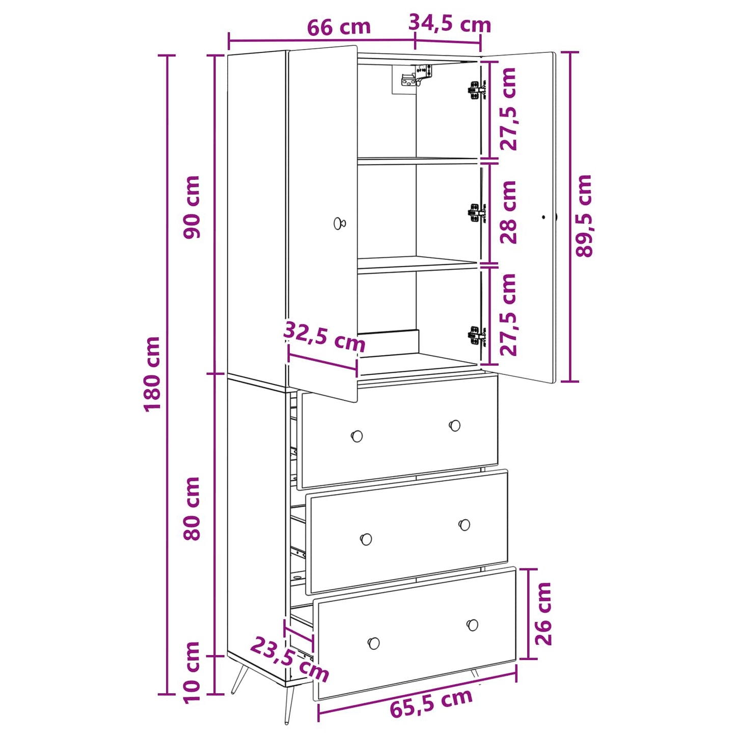 vidaXL Cabinet Set 2 pcs 66 x 34.5 x 90 cm Engineered Wood Black