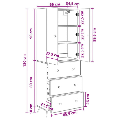 vidaXL Cabinet Set 2 pcs 66 x 34.5 x 90 cm Engineered Wood Black