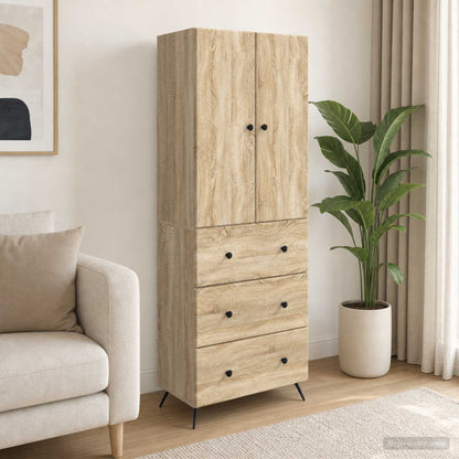 vidaXL Cabinet Set 2 pcs 66 x 34.5 x 90 cm Engineered Wood Sonoma Oak