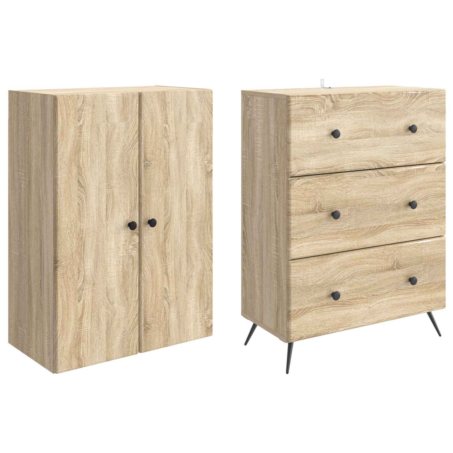vidaXL Cabinet Set 2 pcs 66 x 34.5 x 90 cm Engineered Wood Sonoma Oak