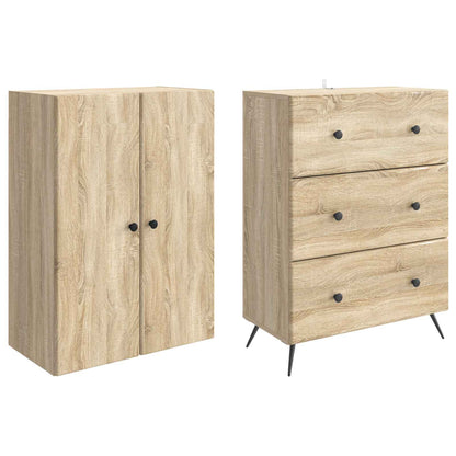 vidaXL Cabinet Set 2 pcs 66 x 34.5 x 90 cm Engineered Wood Sonoma Oak
