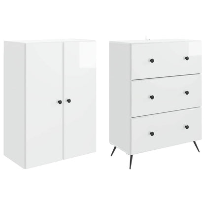 vidaXL Cabinet Set 2 pcs High Gloss White 66 x 34.5 x 90 cm