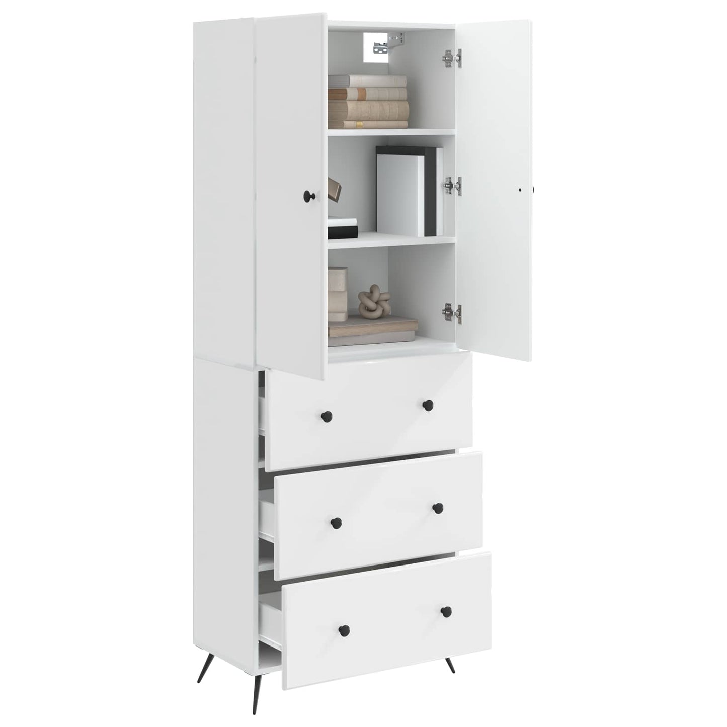 vidaXL Cabinet Set 2 pcs High Gloss White 66 x 34.5 x 90 cm