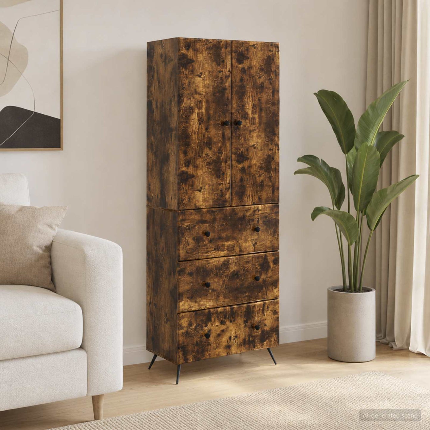 vidaXL Cabinet Set 2 pcs 66 x 34.5 x 90 cm Engineered Wood Smoked Oak