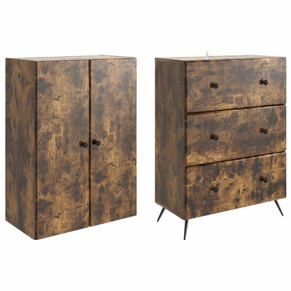 vidaXL Cabinet Set 2 pcs Smoked Oak 66 x 34.5 x 90 cm Engineered Wood