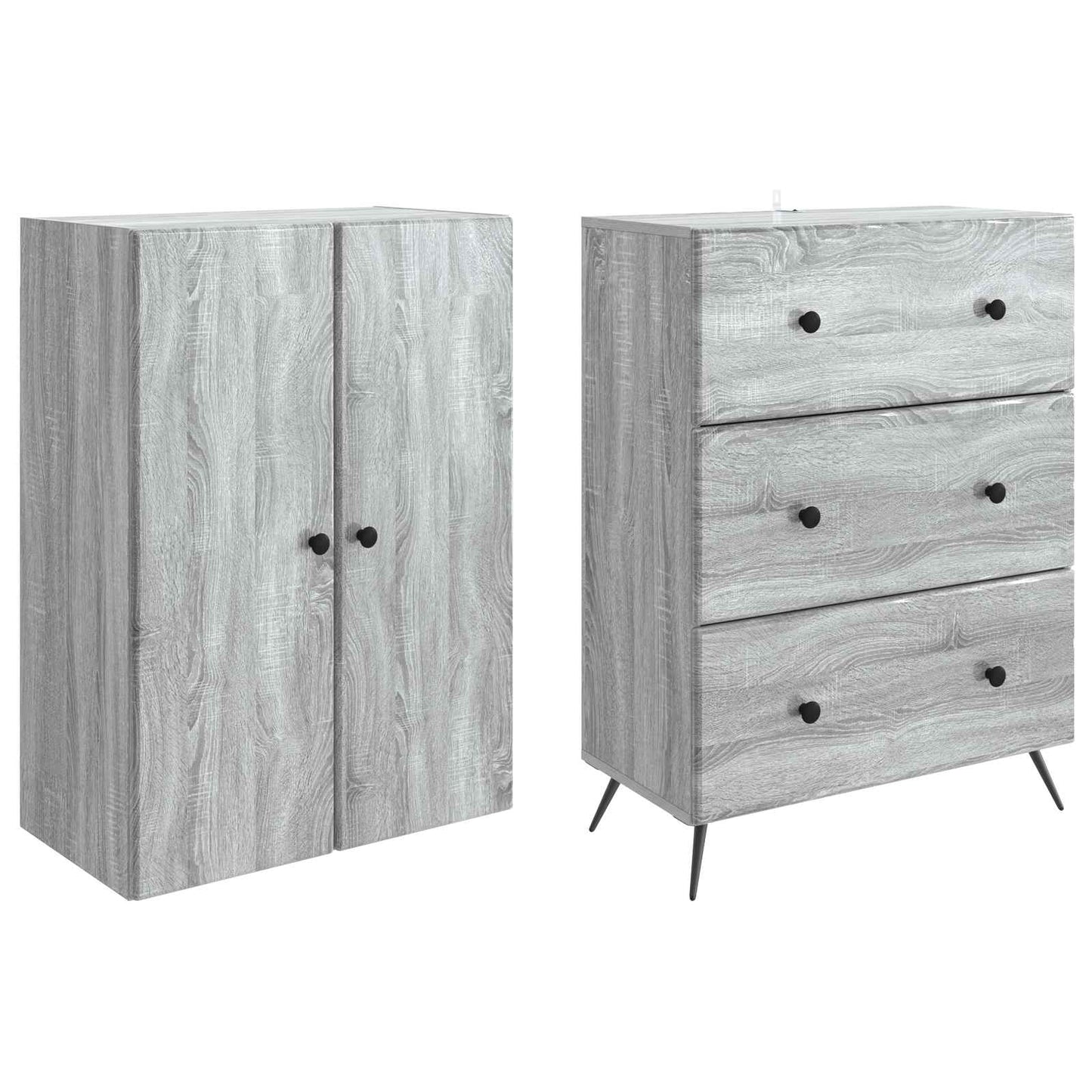 vidaXL Cabinet Set 2 pcs Grey Sonoma 66 x 34.5 x 90 cm Engineered Wood
