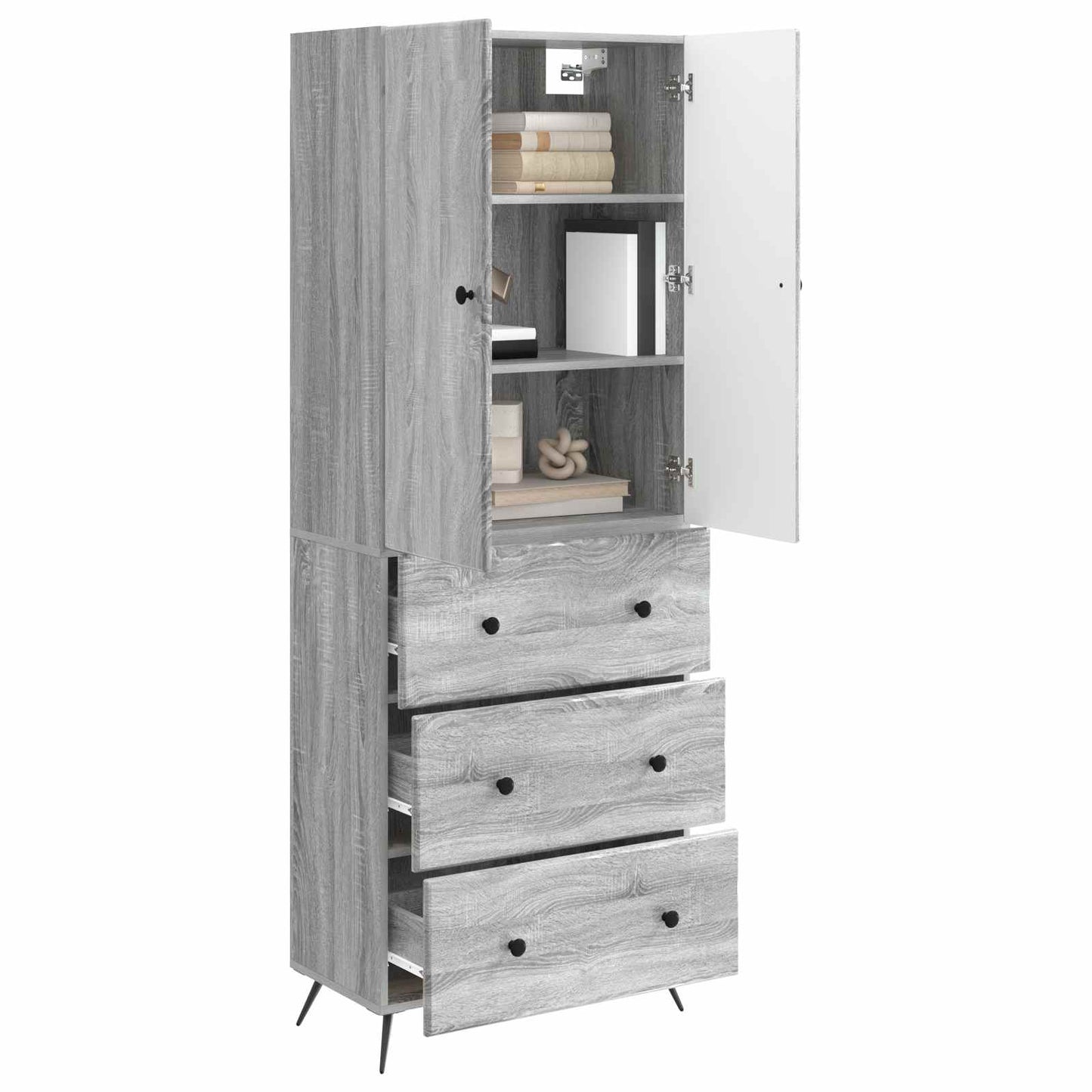 vidaXL Cabinet Set 2 pcs Grey Sonoma 66 x 34.5 x 90 cm Engineered Wood