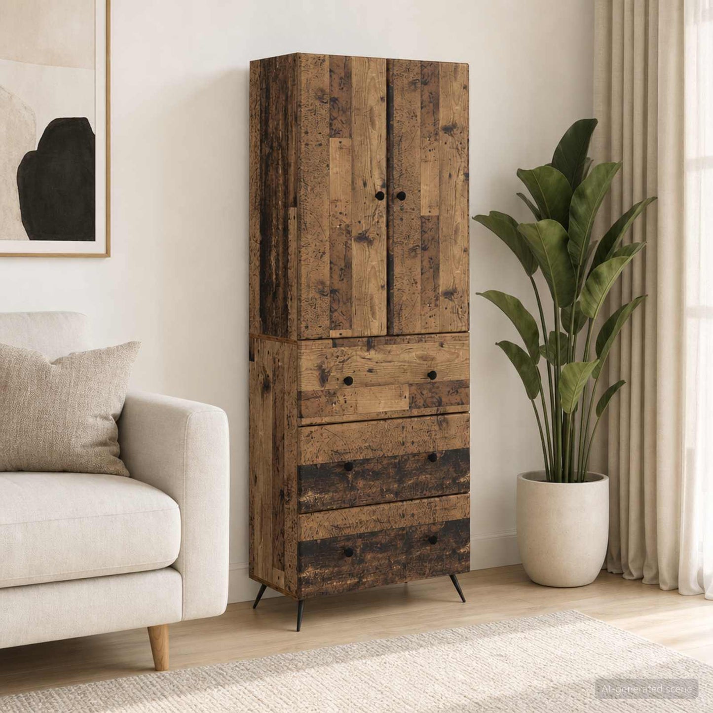 vidaXL Cabinet Set 2 pcs 66 x 34.5 x 90 cm Engineered Wood Old Wood