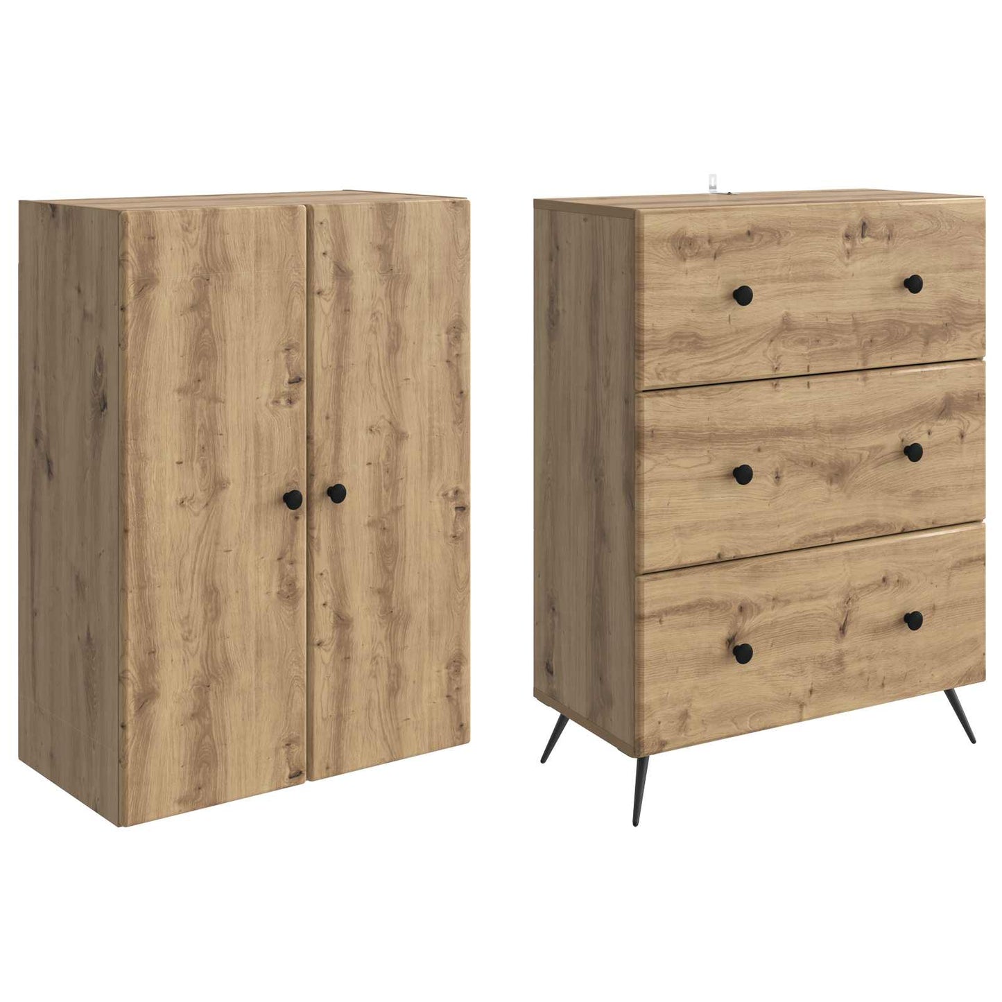 vidaXL Cabinet Set 2 pcs 66 x 34.5 x 90 cm Engineered Wood Artisan Oak