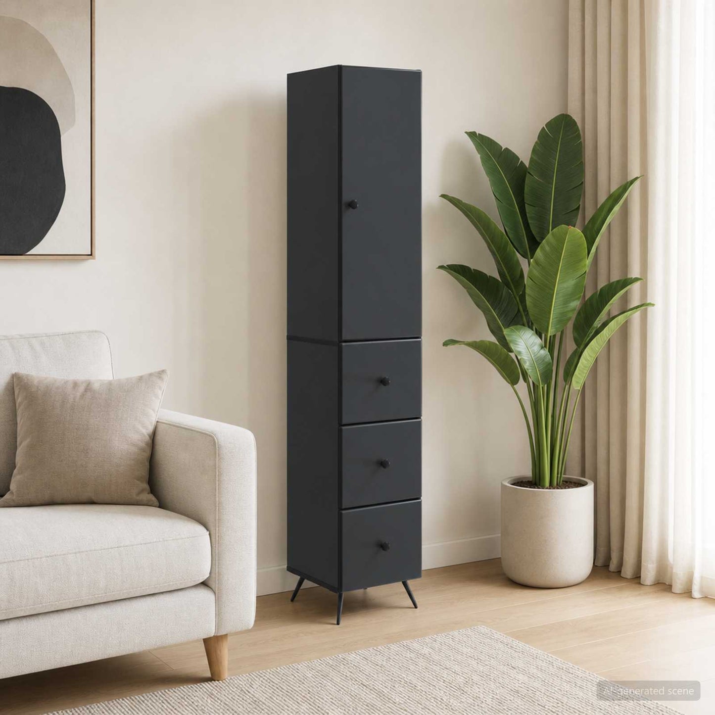 vidaXL Cabinet Set 2 pcs Black 34.5 x 34.5 x 90 cm Engineered Wood