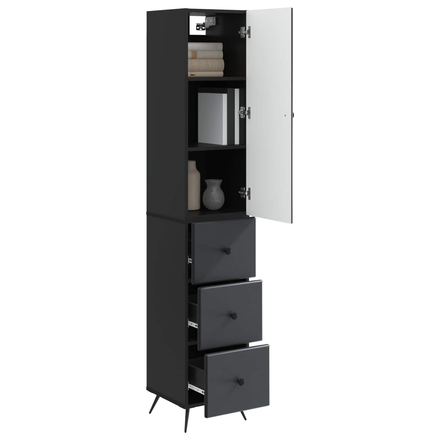 vidaXL Cabinet Set 2 pcs 34.5 x 34.5 x 90 cm Engineered Wood Black