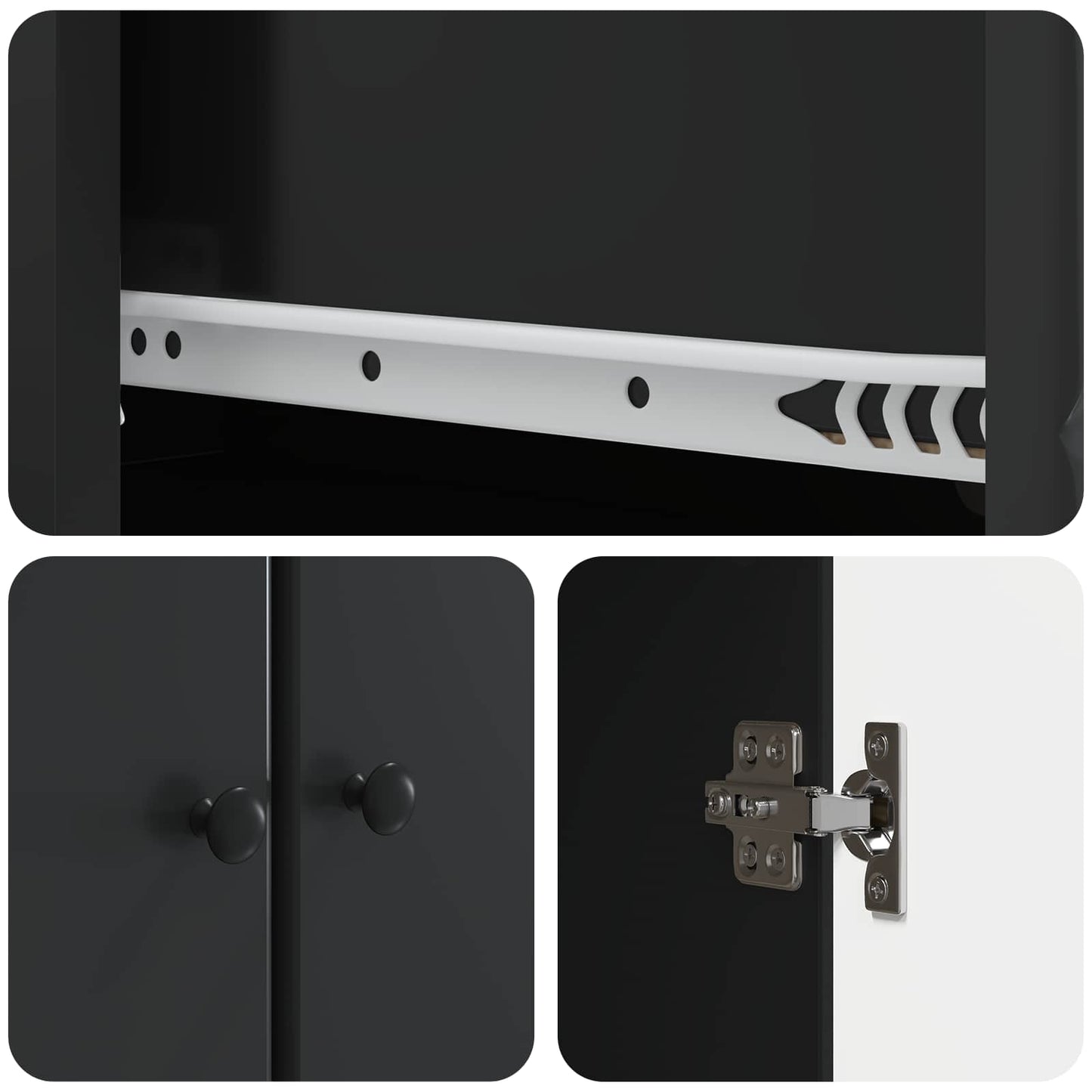 vidaXL Cabinet Set 2 pcs Black Engineered Wood