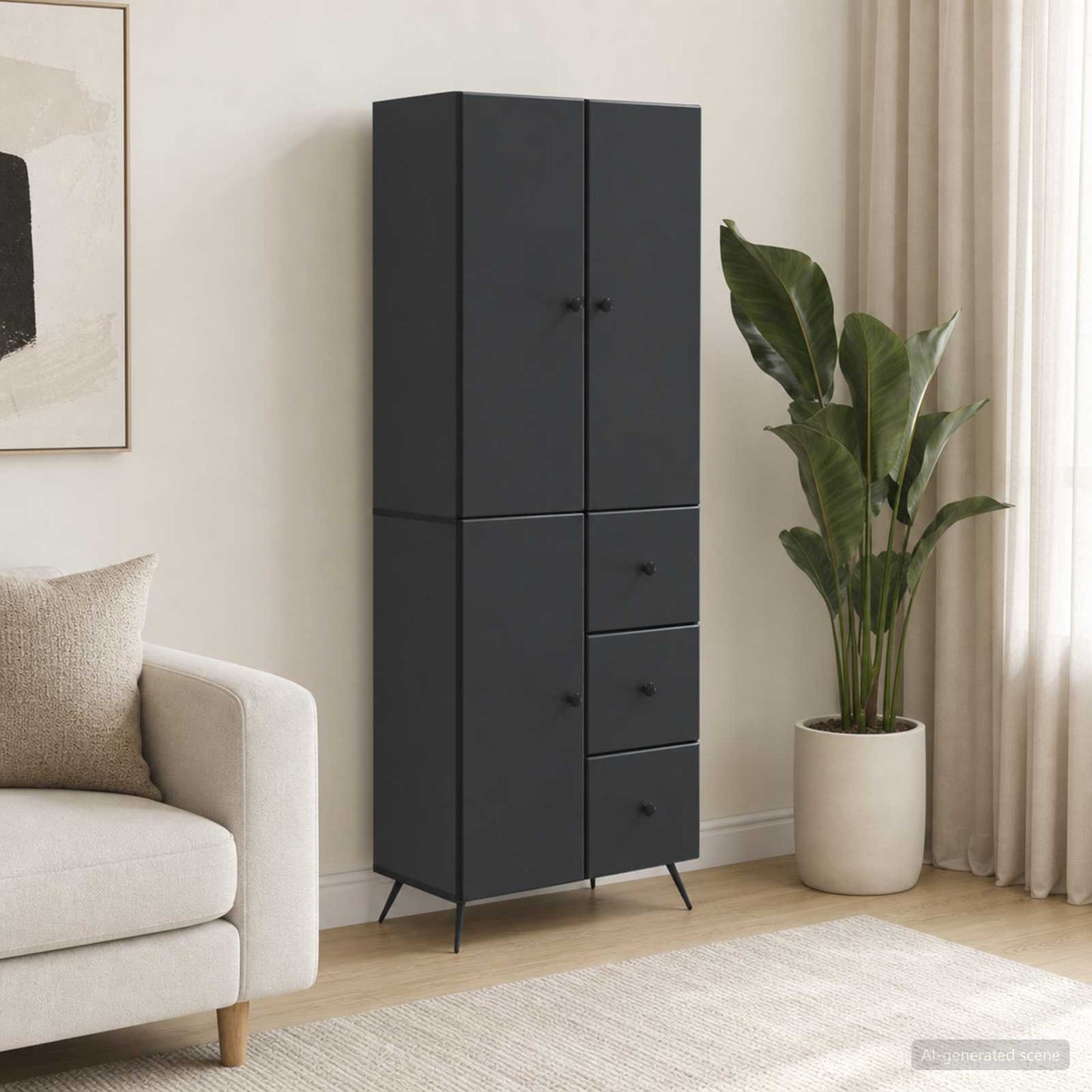 vidaXL Cabinet Set 2 pcs Black Engineered Wood