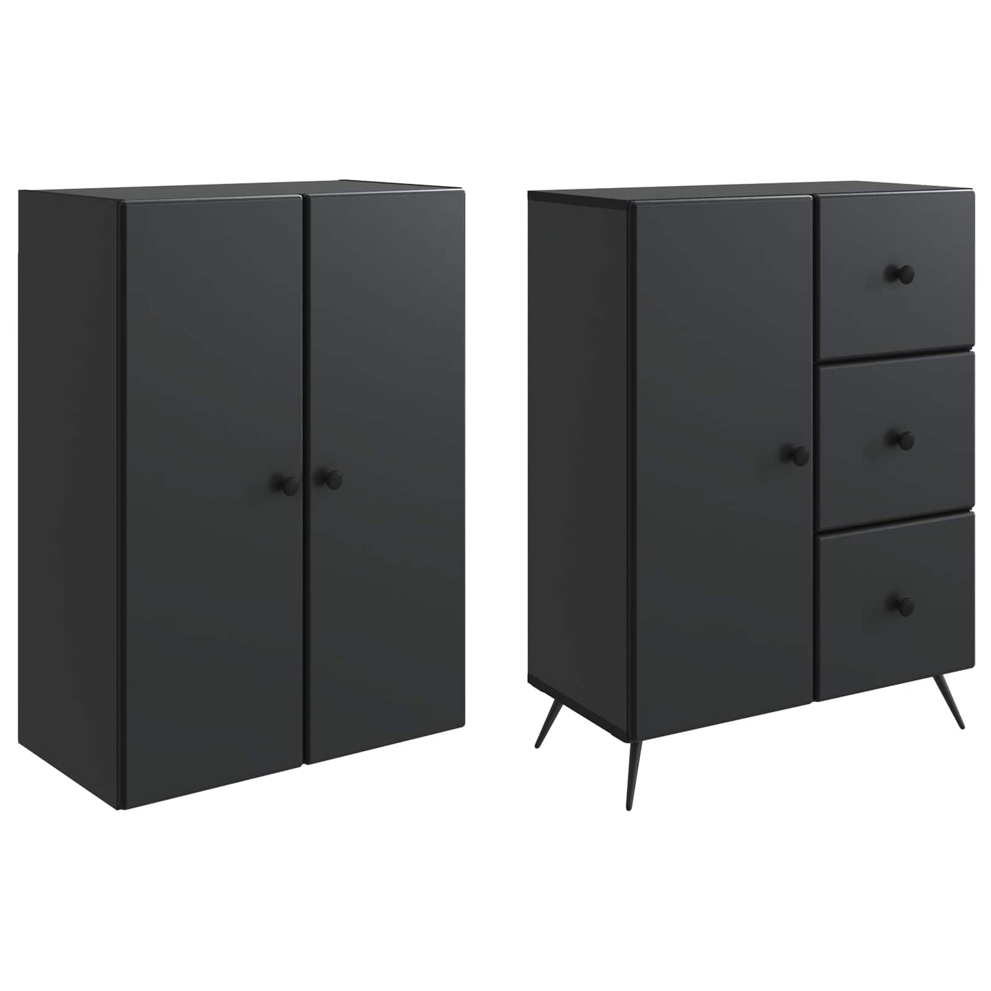 vidaXL Cabinet Set 2 pcs Black Engineered Wood