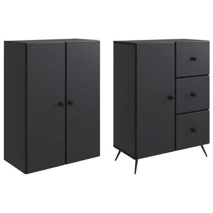 vidaXL Cabinet Set 2 pcs Black Engineered Wood