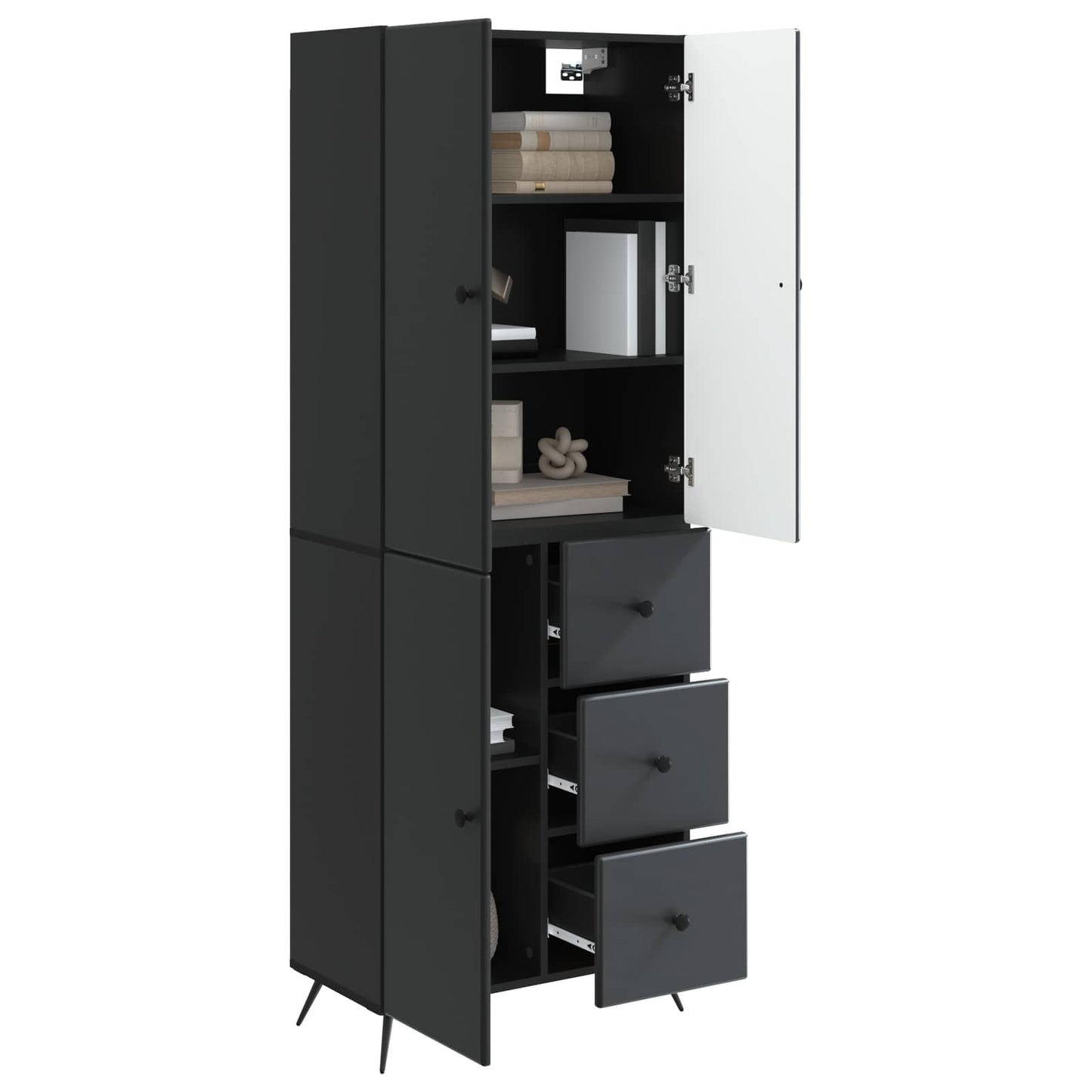 vidaXL Cabinet Set 2 pcs Black Engineered Wood