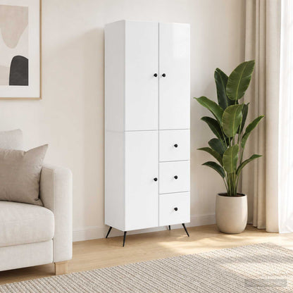 vidaXL Cabinet Set 2 pcs High Gloss White Engineered Wood
