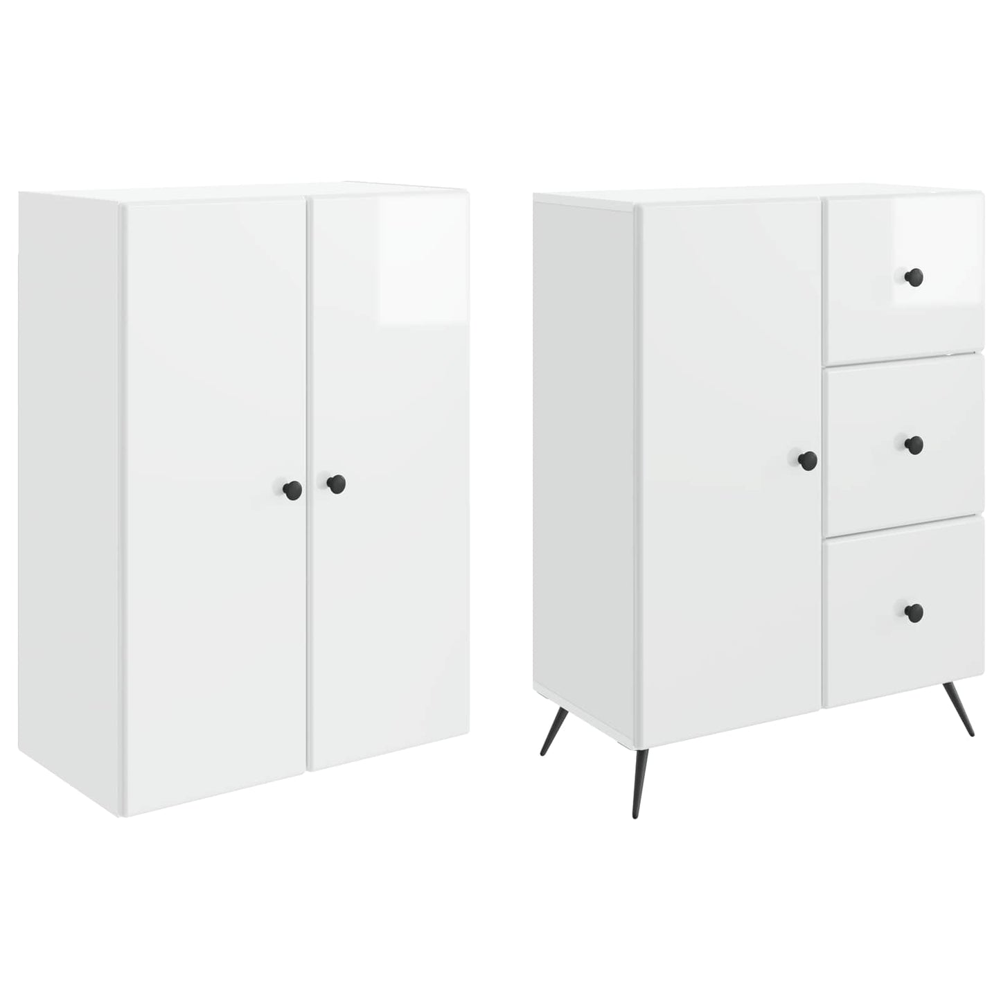 vidaXL Cabinet Set 2 pcs High Gloss White Engineered Wood