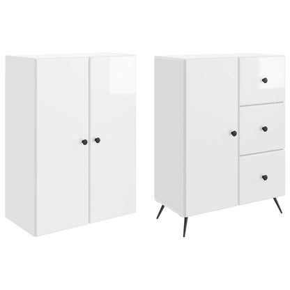 vidaXL Cabinet Set 2 pcs High Gloss White Engineered Wood