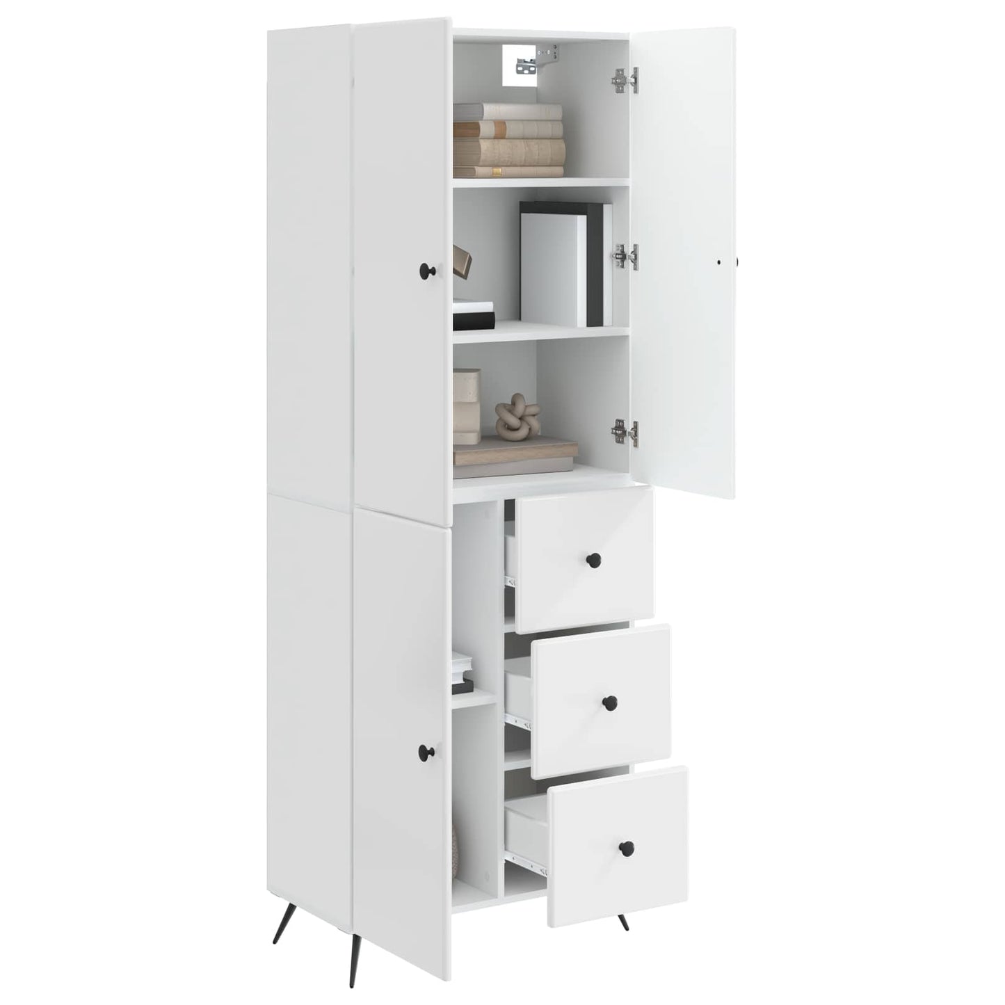 vidaXL Cabinet Set 2 pcs High Gloss White Engineered Wood