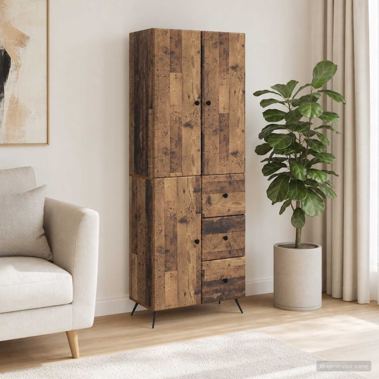vidaXL Cabinet Set 2 pcs Old Wood Engineered Wood