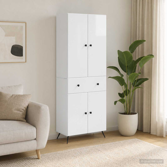 vidaXL 2 pcs High Gloss White