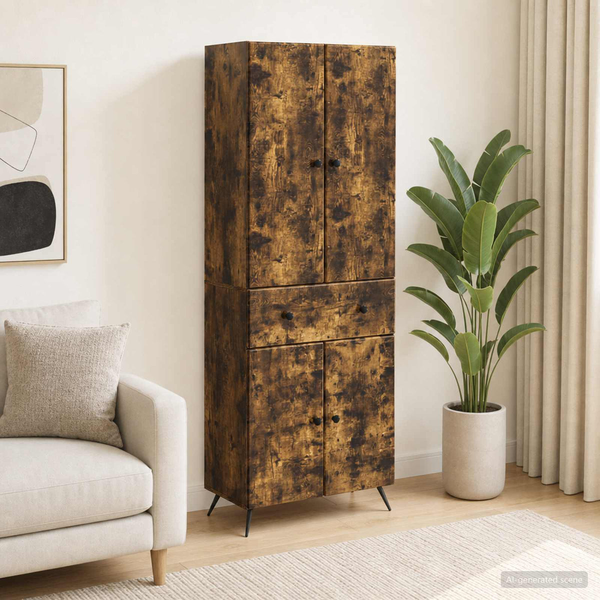 vidaXL Cabinet Set 2 pcs Smoked Oak 66 x 34.5 x 90 cm Engineered Wood