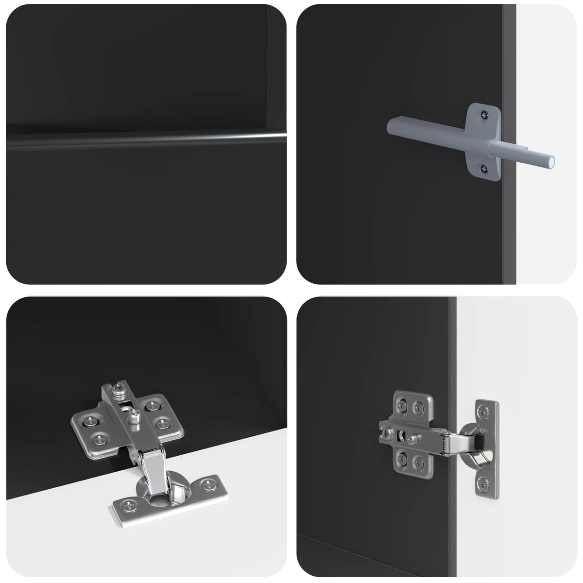 vidaXL LED TV Cabinet BREDA 3 pcs Black Engineered Wood