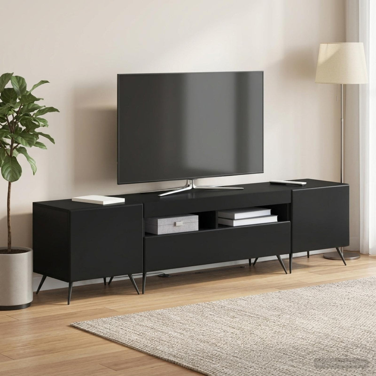 vidaXL LED TV Cabinet BREDA 3 pcs Black Engineered Wood
