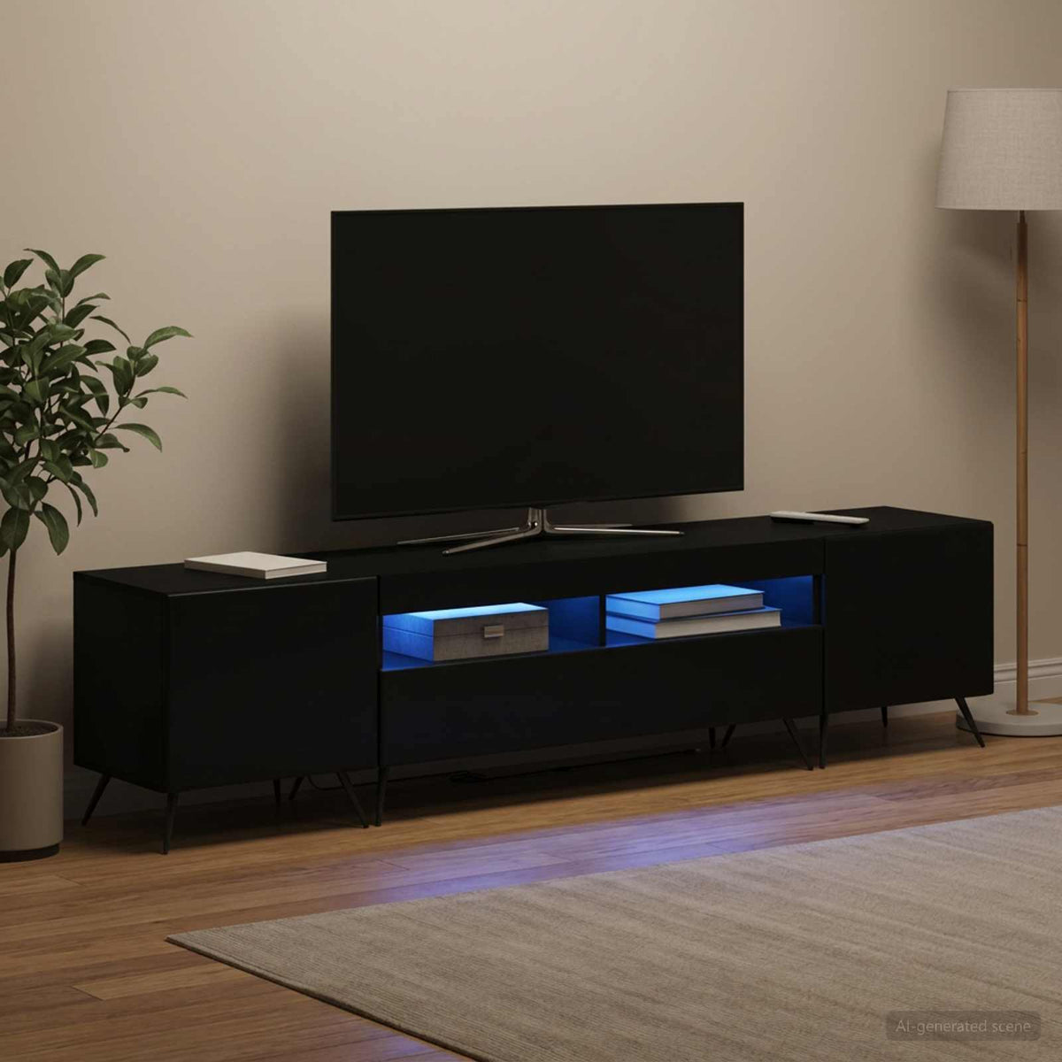 vidaXL LED TV Cabinet BREDA 3 pcs Black Engineered Wood