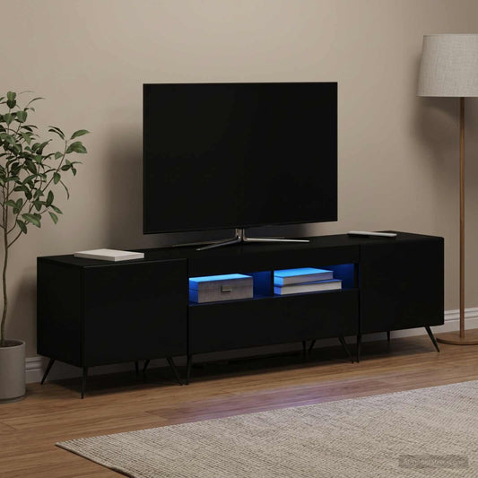 vidaXL LED TV Cabinet BREDA 3 pcs Black Engineered Wood