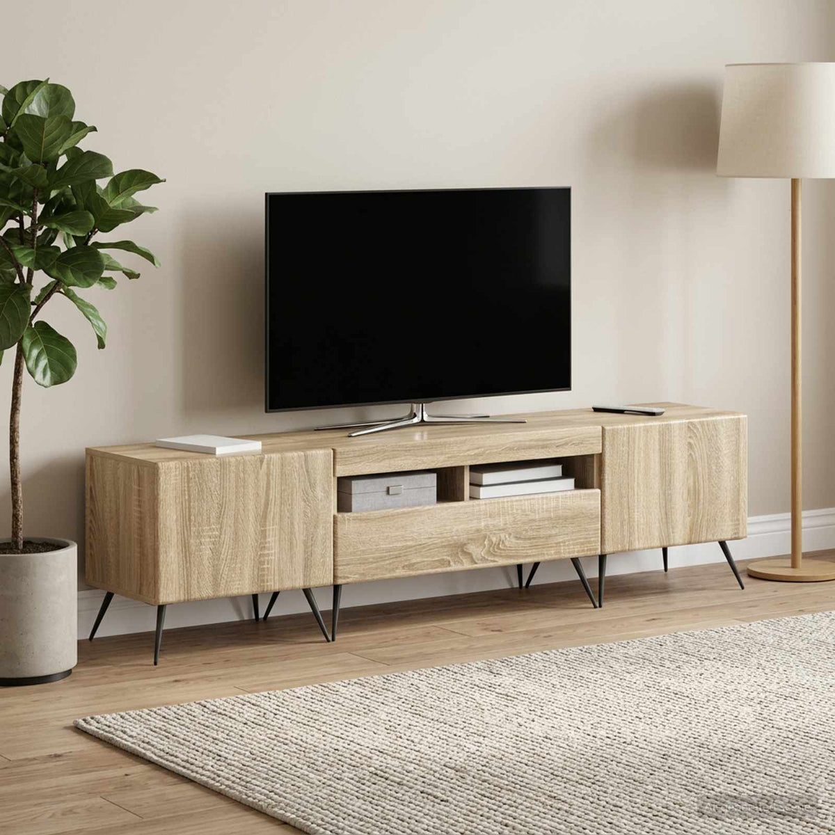 vidaXL LED TV Cabinet BREDA 3 pcs Sonoma Oak Engineered Wood