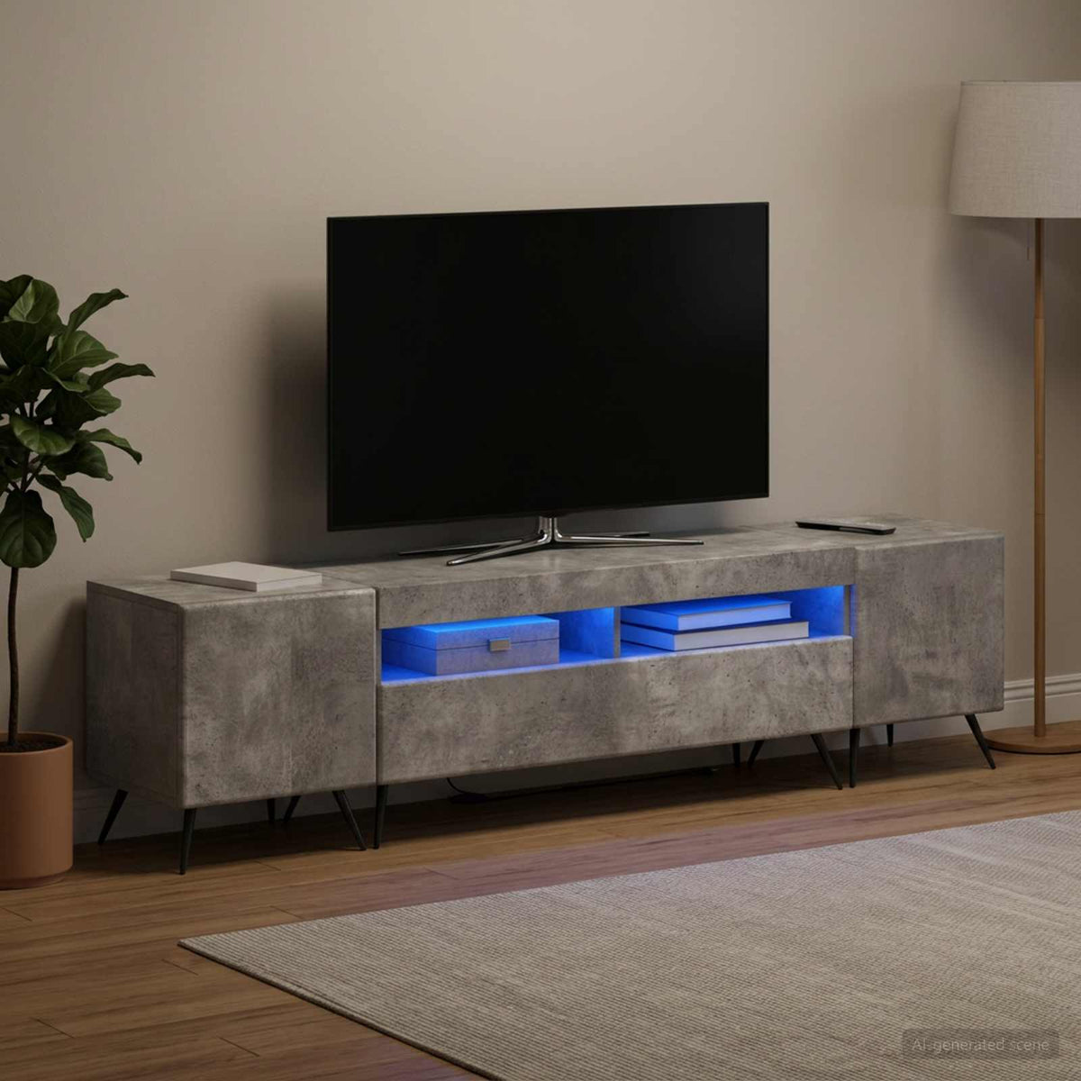 vidaXL LED TV Cabinet BREDA 3 pcs Concrete Grey Engineered Wood
