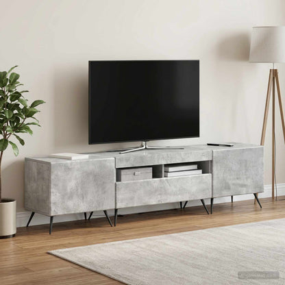 vidaXL LED TV Cabinet BREDA 3 pcs Concrete Grey Engineered Wood
