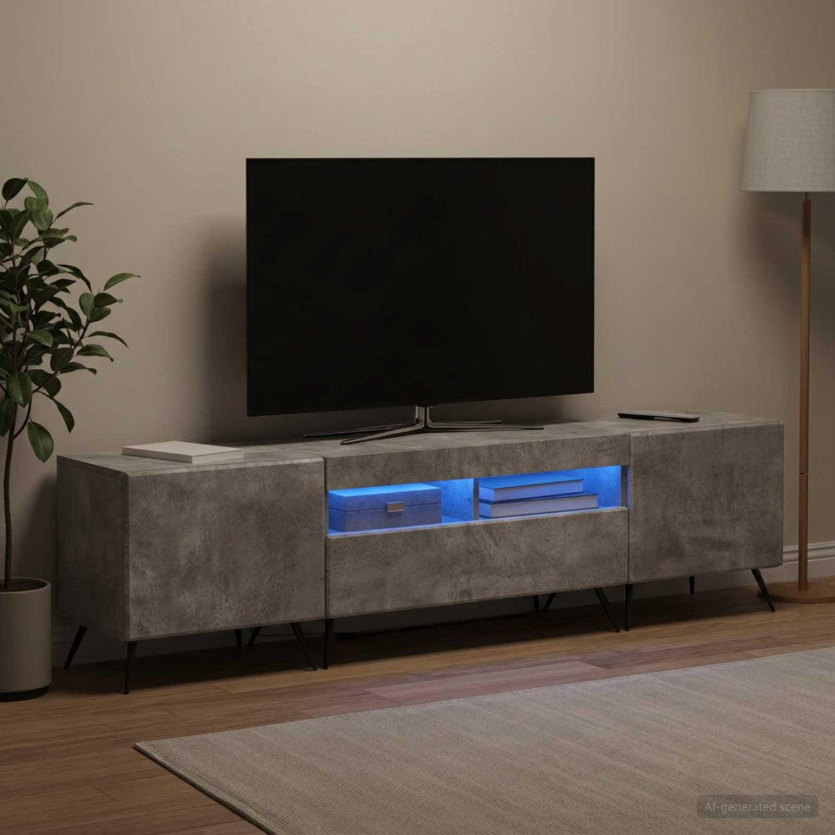 vidaXL LED TV Cabinet BREDA 3 pcs Concrete Grey Engineered Wood