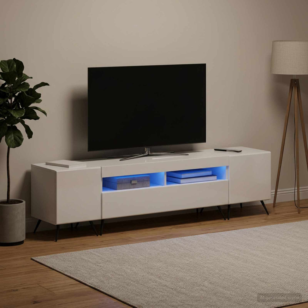 vidaXL LED TV Cabinet BREDA 3 pcs High Gloss White Engineered Wood