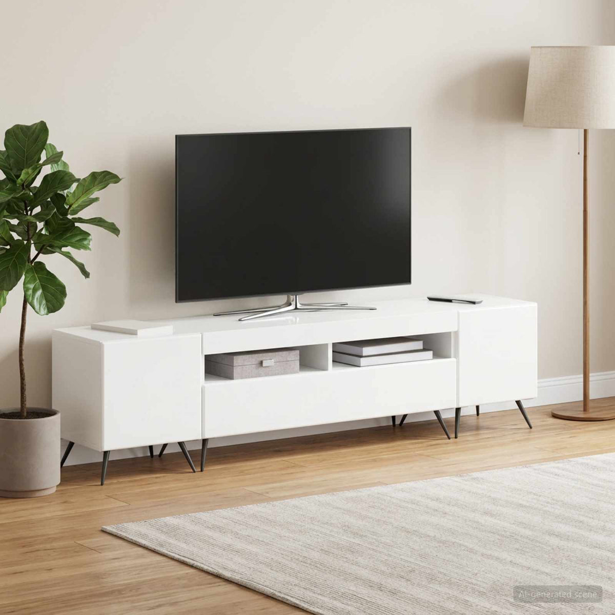 vidaXL LED TV Cabinet BREDA 3 pcs High Gloss White Engineered Wood