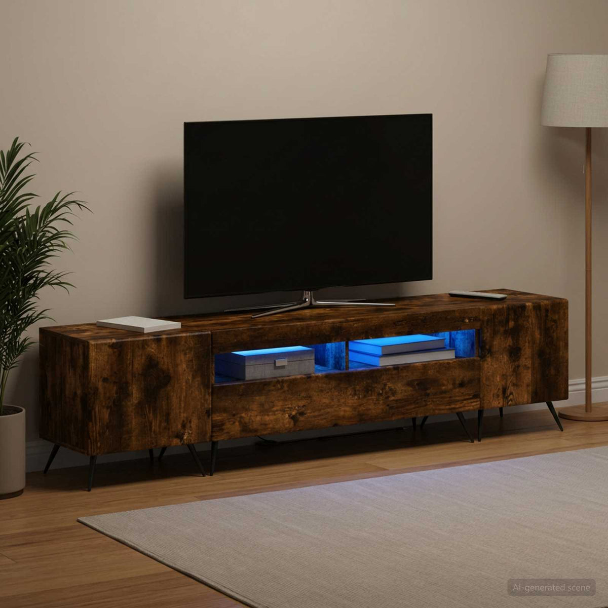 vidaXL LED TV Cabinet BREDA 3 pcs Smoked Oak Engineered Wood