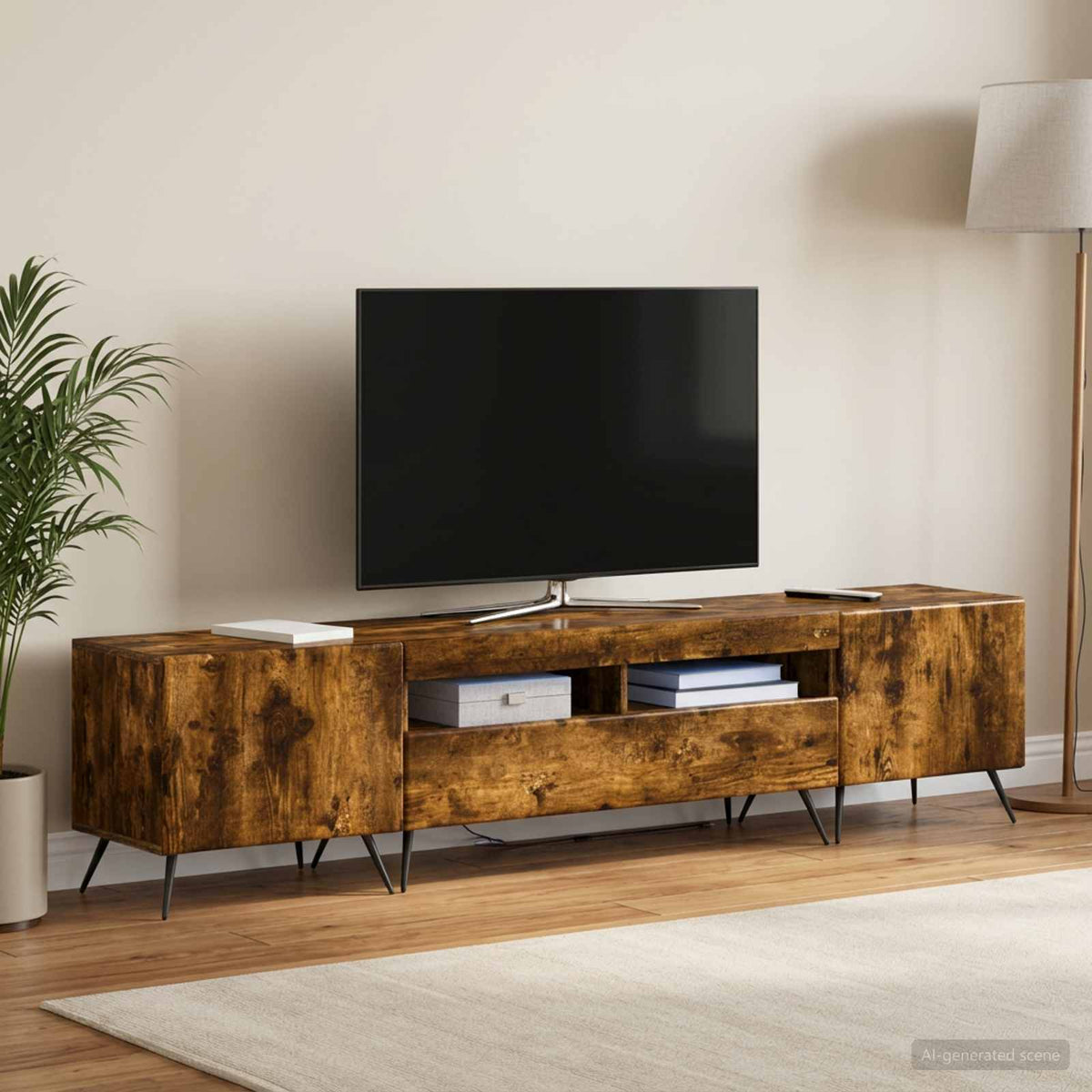 vidaXL LED TV Cabinet BREDA 3 pcs Smoked Oak Engineered Wood