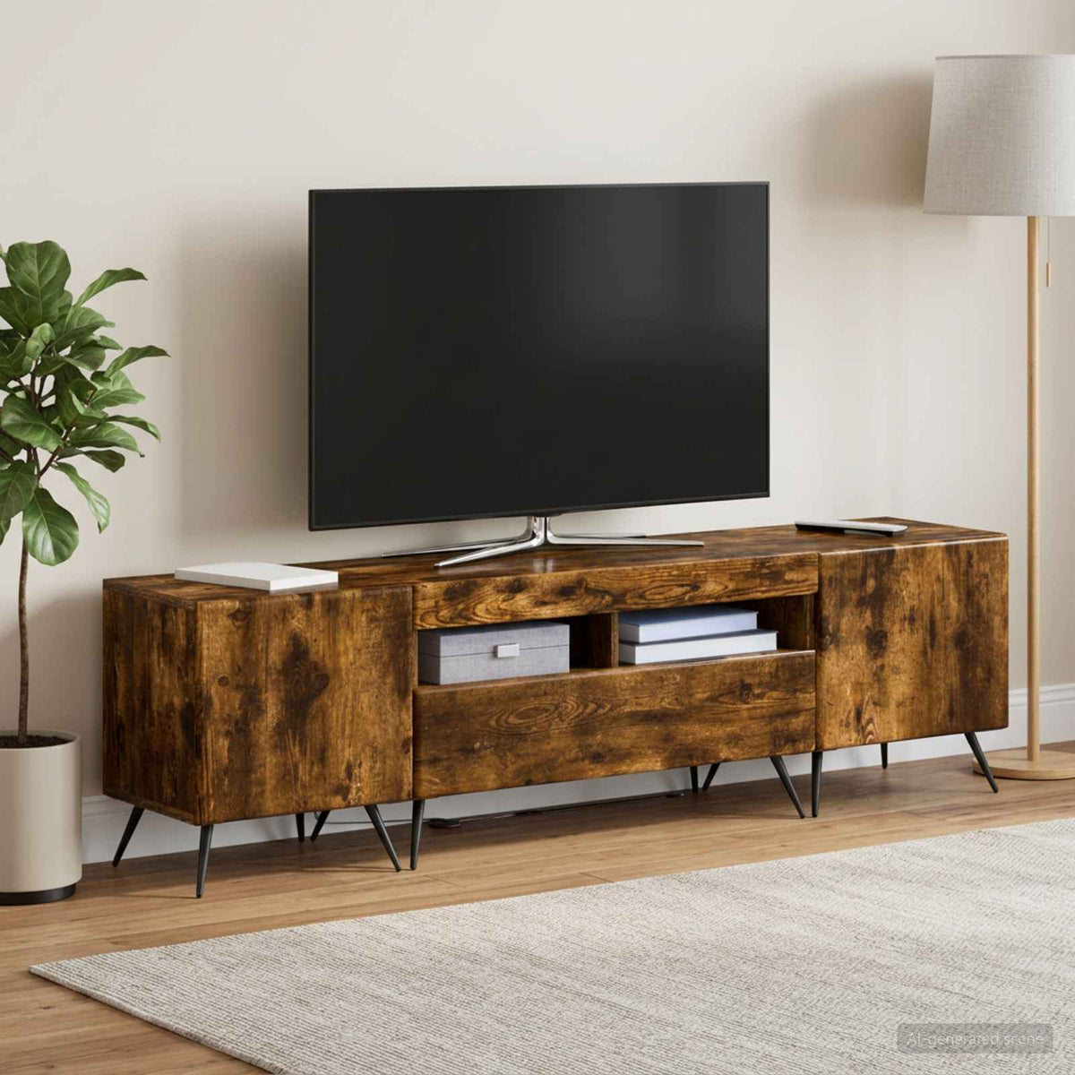 vidaXL LED TV Cabinet BREDA 3 pcs Smoked Oak Engineered Wood